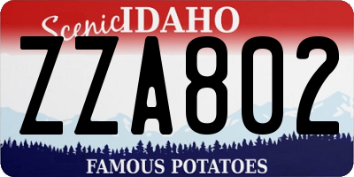 ID license plate ZZA802