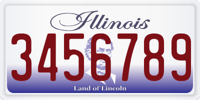 IL license plate 3456789