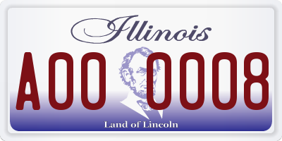 IL license plate A000008