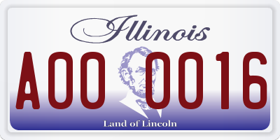 IL license plate A000016