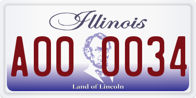 IL license plate A000034