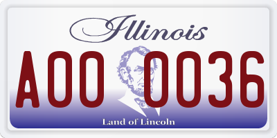 IL license plate A000036