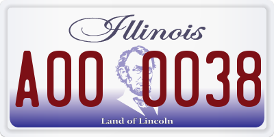 IL license plate A000038