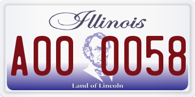 IL license plate A000058