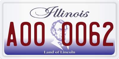 IL license plate A000062