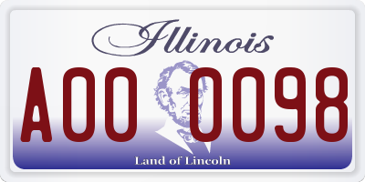 IL license plate A000098