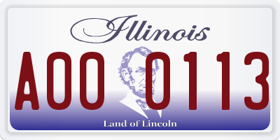 IL license plate A000113