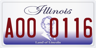 IL license plate A000116