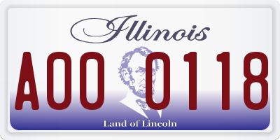 IL license plate A000118