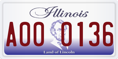 IL license plate A000136