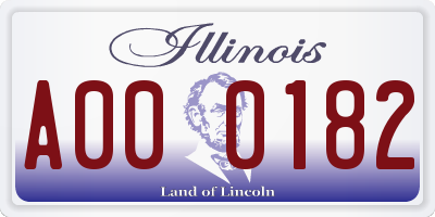 IL license plate A000182