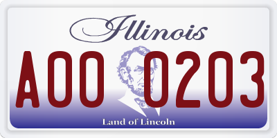 IL license plate A000203