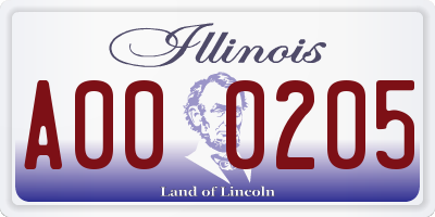 IL license plate A000205