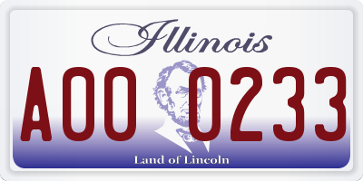 IL license plate A000233