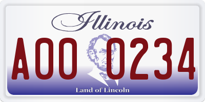 IL license plate A000234