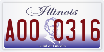 IL license plate A000316