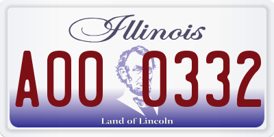 IL license plate A000332