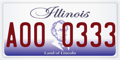 IL license plate A000333