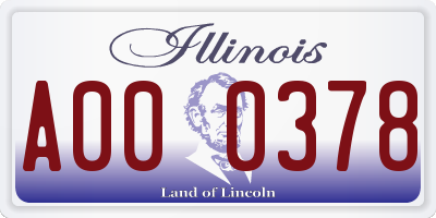 IL license plate A000378