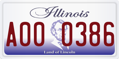 IL license plate A000386