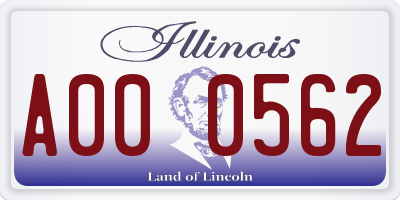 IL license plate A000562