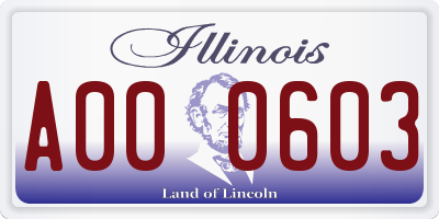 IL license plate A000603