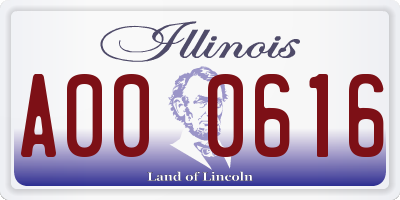 IL license plate A000616