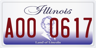 IL license plate A000617