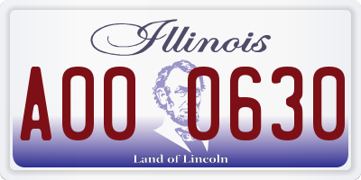 IL license plate A000630