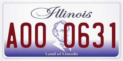 IL license plate A000631