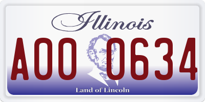 IL license plate A000634