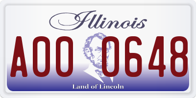 IL license plate A000648