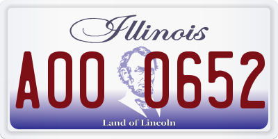 IL license plate A000652