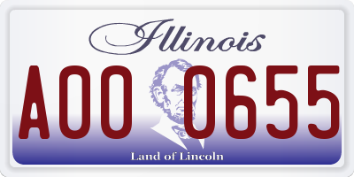 IL license plate A000655