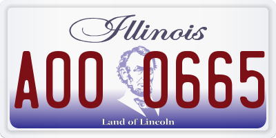 IL license plate A000665