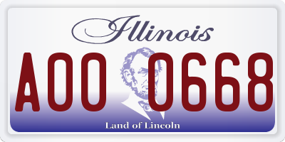 IL license plate A000668