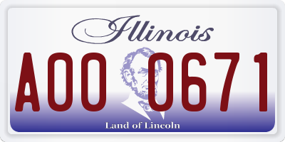 IL license plate A000671