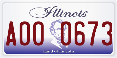 IL license plate A000673