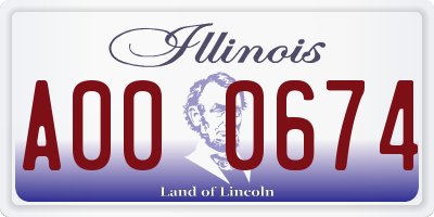 IL license plate A000674