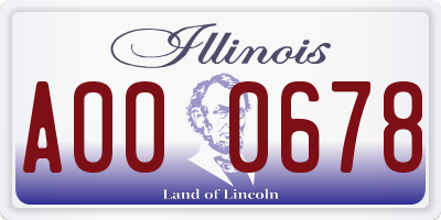 IL license plate A000678