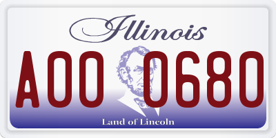 IL license plate A000680