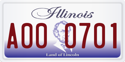 IL license plate A000701