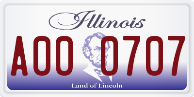 IL license plate A000707