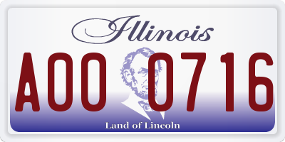 IL license plate A000716