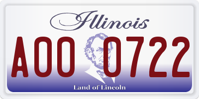 IL license plate A000722