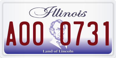 IL license plate A000731