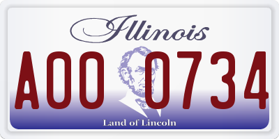 IL license plate A000734