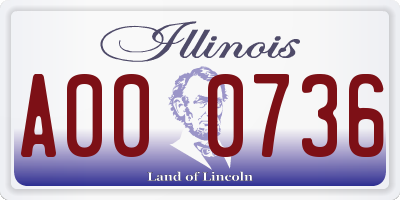 IL license plate A000736