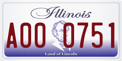 IL license plate A000751