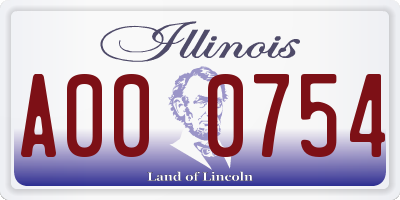 IL license plate A000754